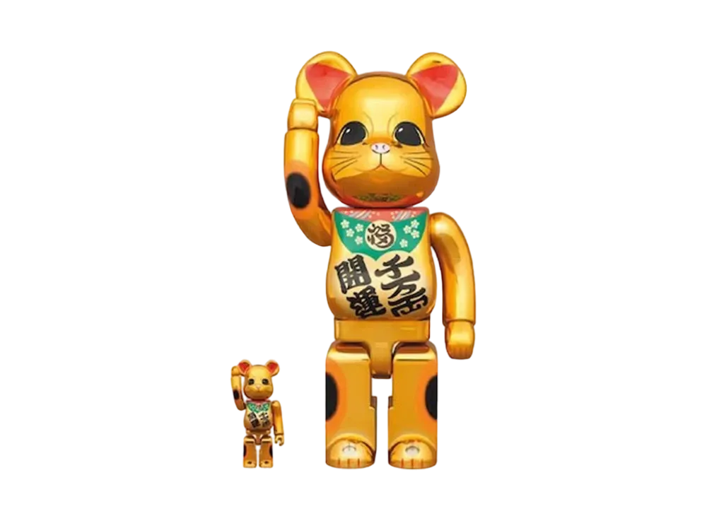 MEDICOM TOY "BEARBRICK" Lucky Cat Good Luck Ten Million Ryo Gold Plated 100% & 400%