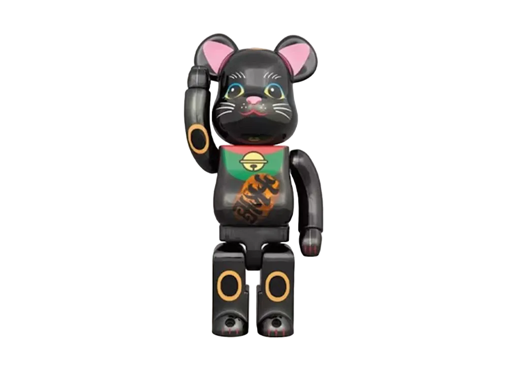 MEDICOM TOY "BEARBRICK" Lucky Cat Black Plating luminescence 400%
