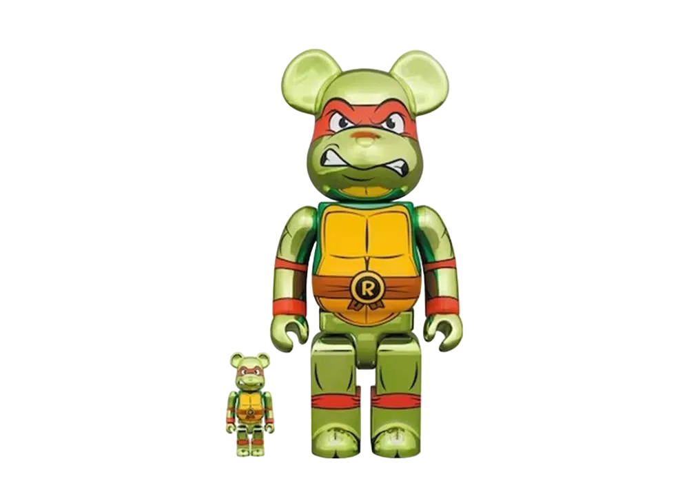 MEDICOM TOY "BEARBRICK" -Teen age Mutant Ninja Turtles- RAPHAEL CHROME Ver. 100% & 400%