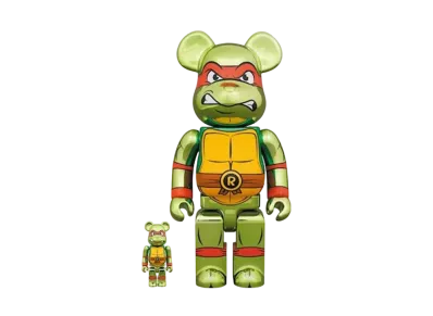 MEDICOM TOY "BEARBRICK" -Teen age Mutant Ninja Turtles- RAPHAEL CHROME Ver. 100% & 400%