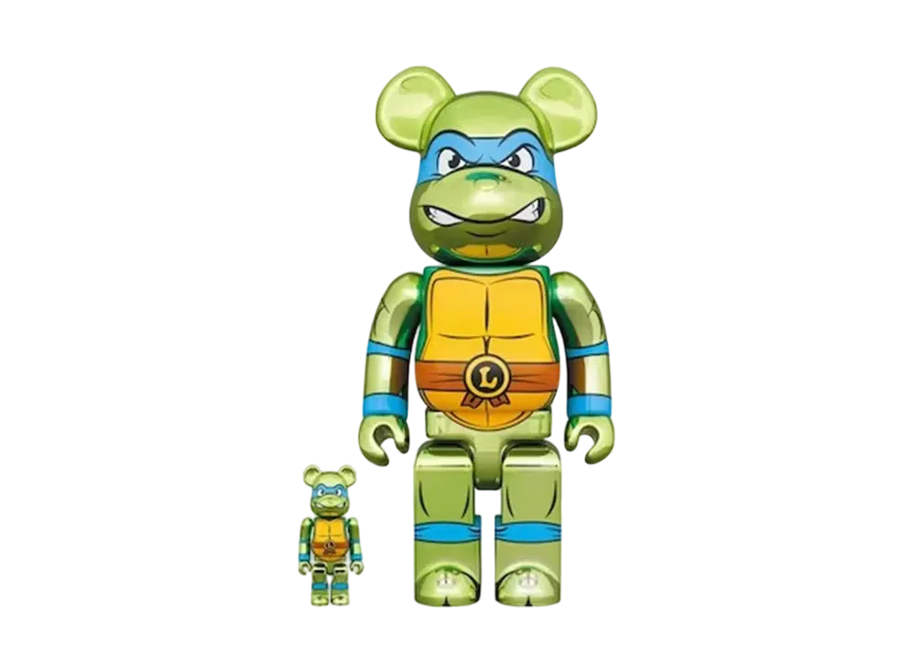 MEDICOM TOY "BEARBRICK" -Teen age Mutant Ninja Turtles- LEONARDO CHROME Ver. 100% & 400%