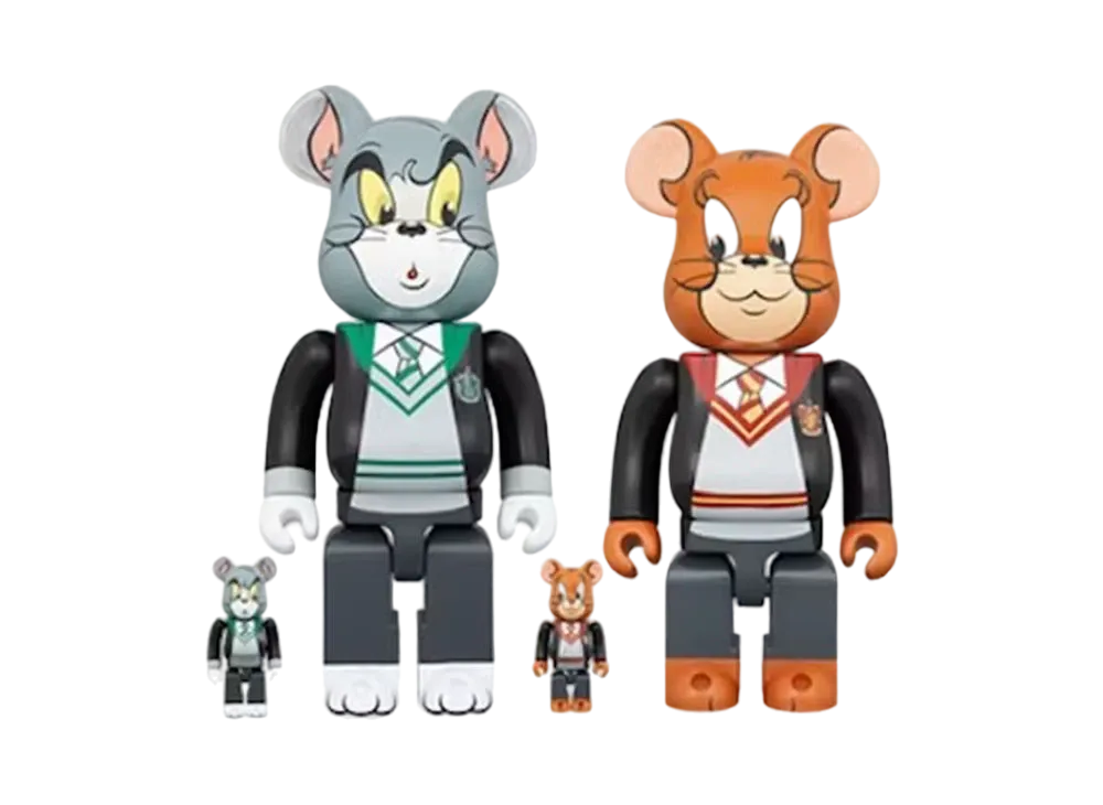 MEDICOM TOY "BEARBRICK" -Warner Bros.100th ANNIVERSARY- TOM AND JERRY in Hogwarts House Robes 100% & 400%