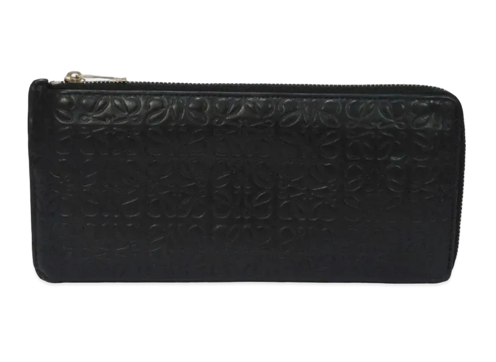 ロエベ フラット ジップアラウンド ウォレット "ブラック" 107.55.N41