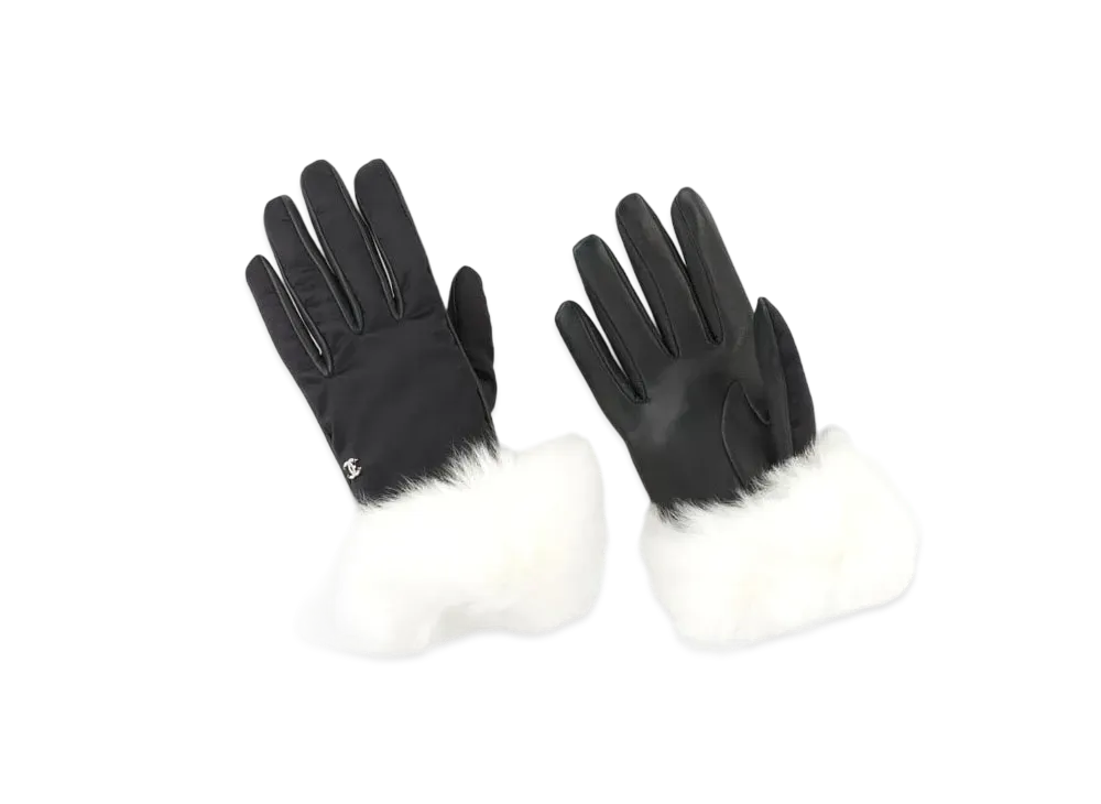 CHANEL Gloves Lambskin & Mixed Fibers "Black/White"