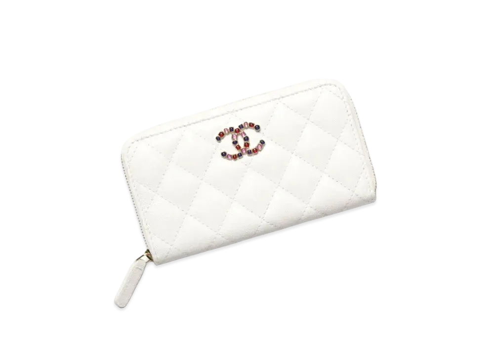 シャネル ジップ ウォレット シャイニー グレインド カーフスキン & エナメル "ホワイト" AP3605 B14343 10601