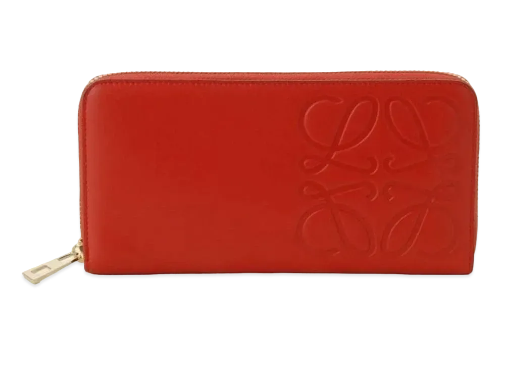 LOEWE Anagram Round Leather Wallet "Red"
