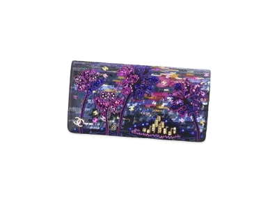 CHANEL Clutch Embroidered Velvet Sequins Beads Tubes Strass & Gold Tone Metal "Multicolor"