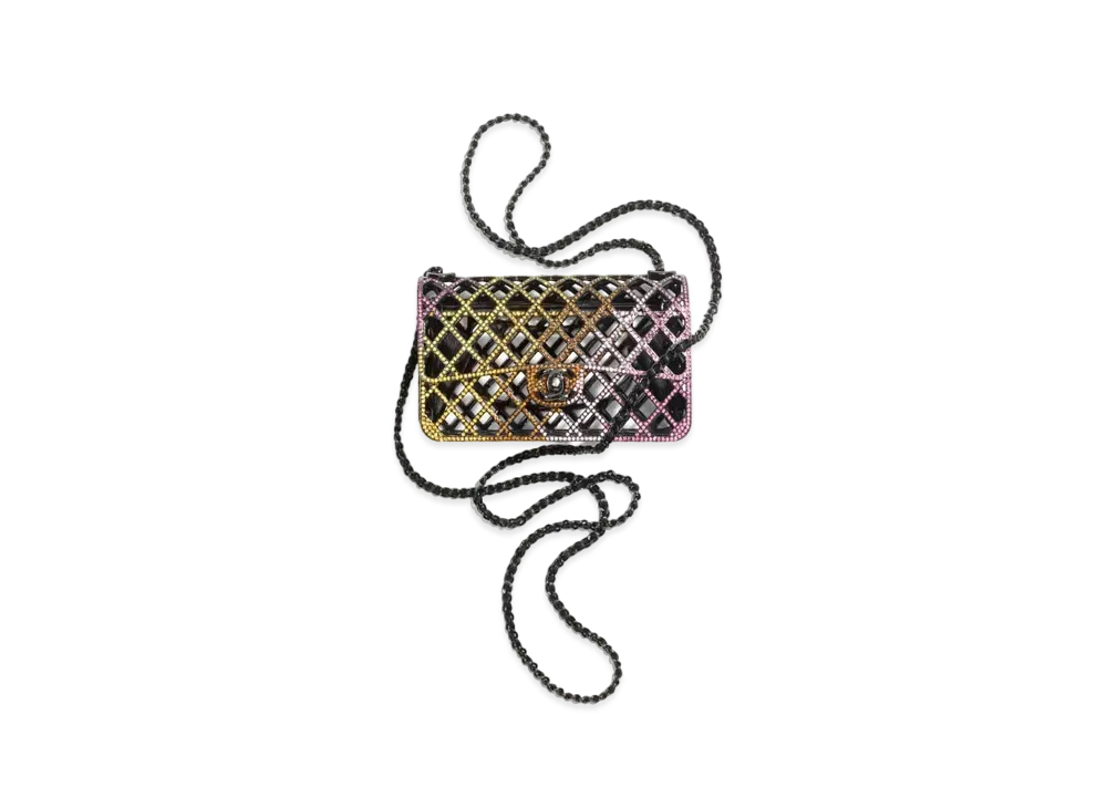 CHANEL Mini Evening Bag Strass & Black Metal "Black/Multicolor"