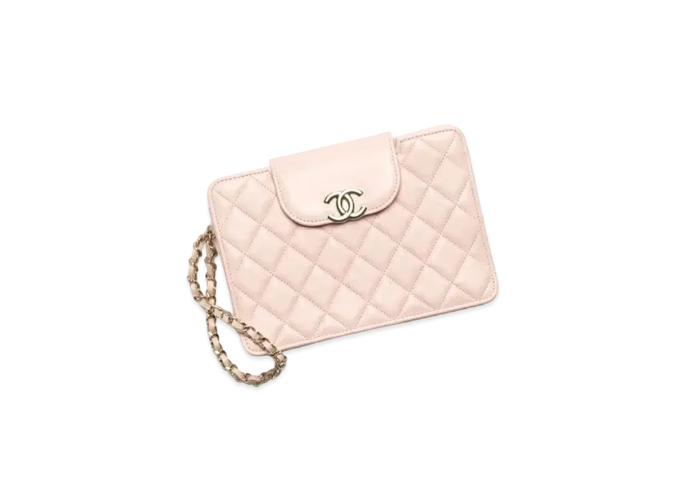 CHANEL Small Pouch Lambskin & Gold Tone Metal "Pink"