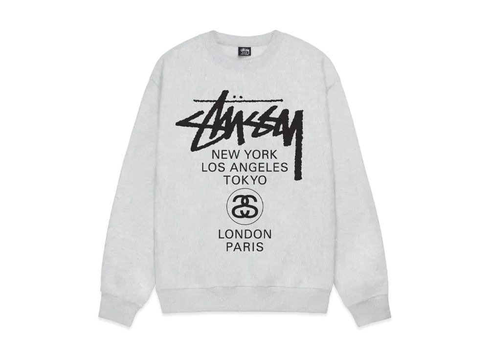 Stussy World Tour SS24 Crew "Ash Heather"