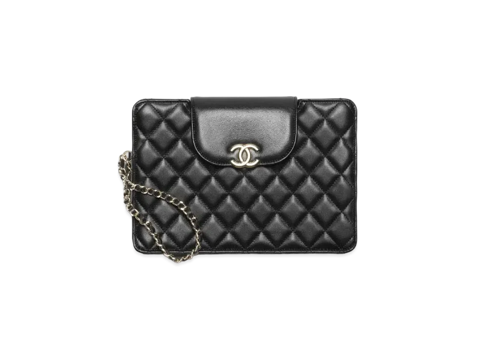 CHANEL Pouch Lambskin Gold Tone Metal "Black"