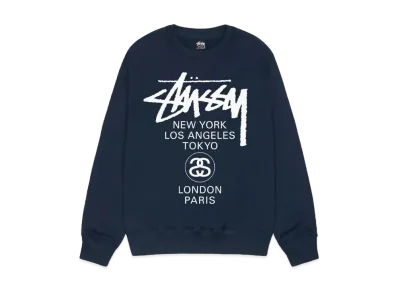 Stussy World Tour SS24 Crew "Navy"