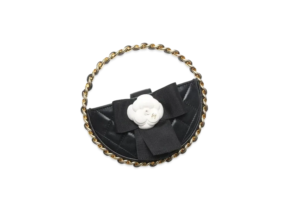CHANEL Pouch Lambskin Mixed Fibers Calfskin Gold Tone Metal "Black"