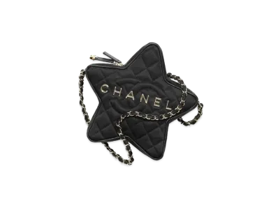 CHANEL Star Handbag Satin gold Tone Metal "Black"