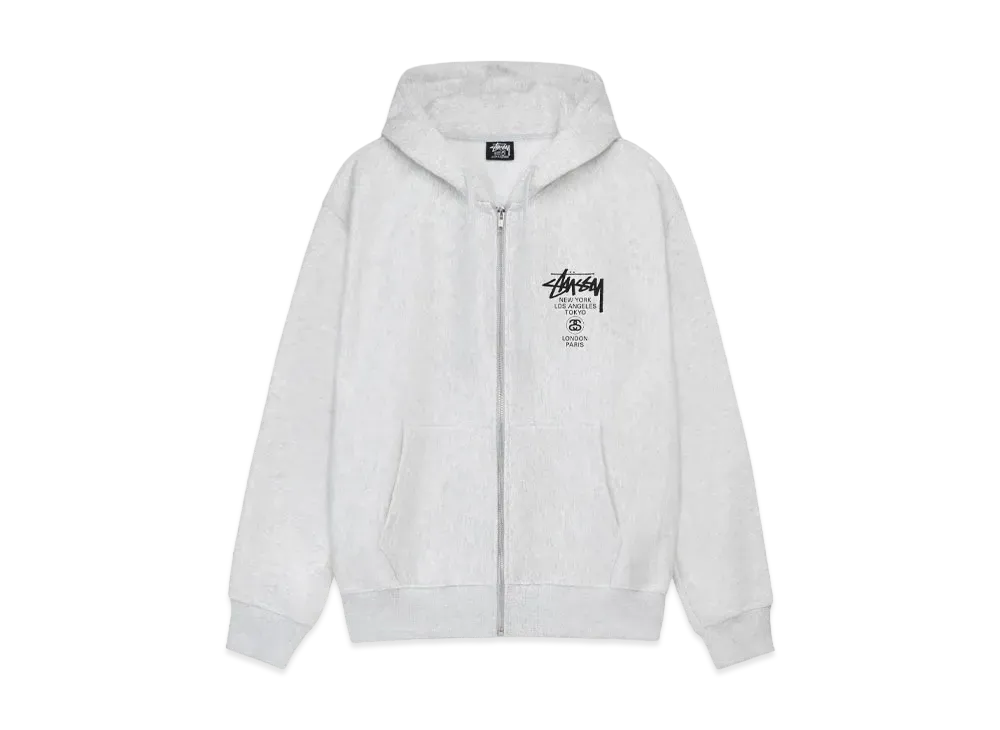 Stussy World Tour SS24 Zip Hood "Ash Heather"