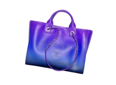 CHANEL Shopping Bag Shaded Calfskin & Silver Tone Metal "Purple/Blue/Dark Blue"
