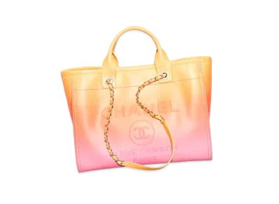 CHANEL Shopping Bag Shaded Calfskin & Silver Tone Metal "Orange/Coral/Pink"