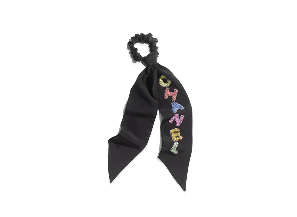 CHANEL Hair Accessory Silk Jacquard "Black/Multicolor"
