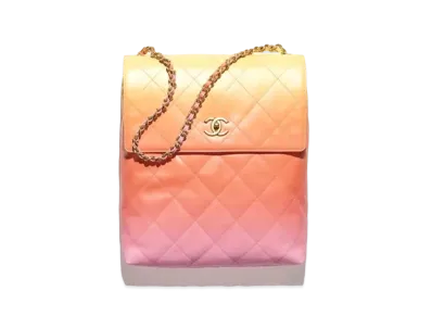 CHANEL Large Hobo Bag Gradient Calfskin & Gold Tone Metal "Pink/Orange/Yellow"