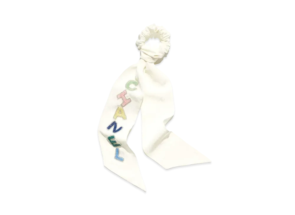 CHANEL Hair Accessory Silk Jacquard "Ecru/Multicolor"