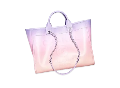 CHANEL Large Shopping Bag Shaded Calfskin & Silver Tone Metal "Light Purple/Pink/Coral"