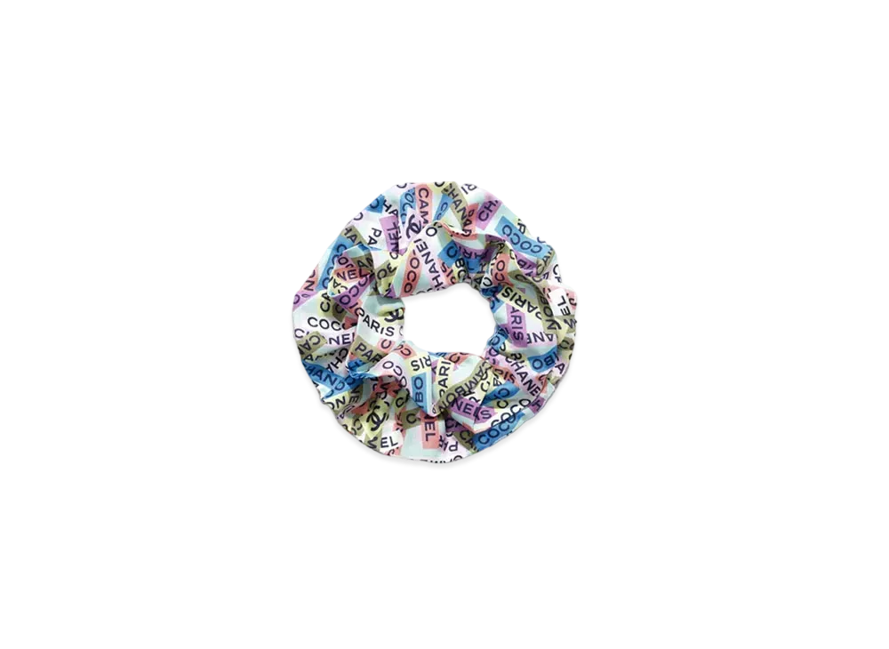 CHANEL Hair Accessory Silk Twill "Light Turquoise/Multicolor"