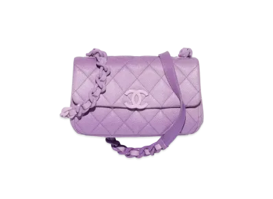 CHANEL Mini Flap Bag Shaded Grained Calfskin & Lacquered Metal "Purple"