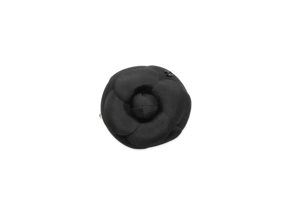 CHANEL Camellia Barrette Silk Pongee "Black"