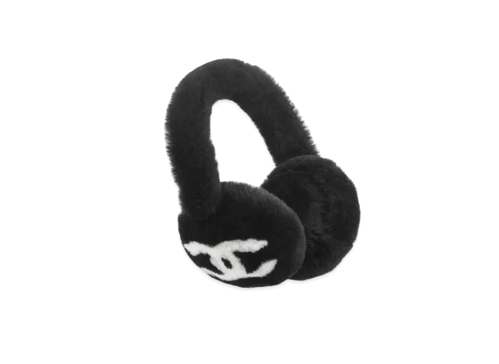 CHANEL Earmuffs Shearling Lambskin "Black/White"