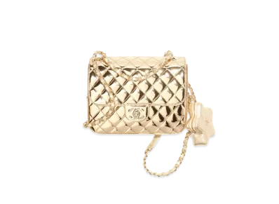 CHANEL Backpack & Star Coin Purse Mirror Calfskin Metallic Calfskin & Gold Tone Metal "Gold"