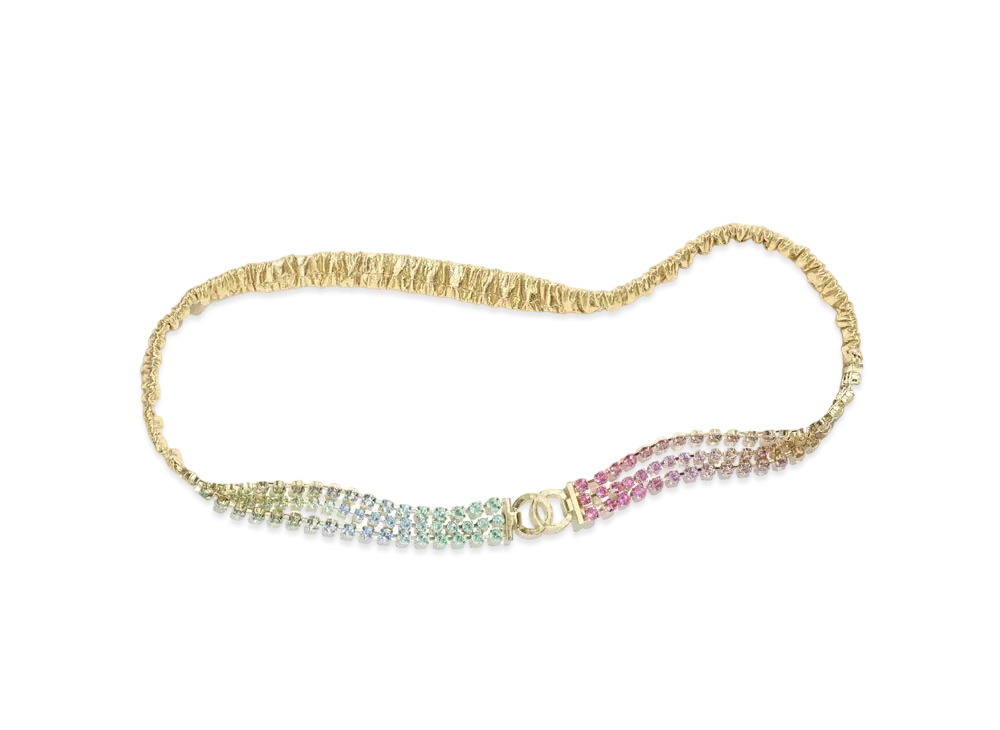 CHANEL Belt Lambskin Gold Tone Metal & Strass "Gold/Multicolor"