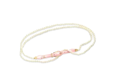 CHANEL Chain Belt Glass Pearls Lambskin & Metal "Light Pink/White"