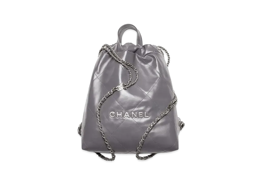 CHANEL 22 BackPack Calfskin & Silver Tone Metal "Gray"