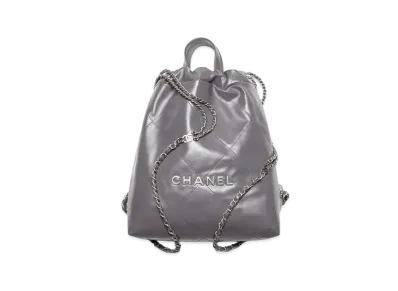 CHANEL 22 BackPack Calfskin & Silver Tone Metal "Gray"