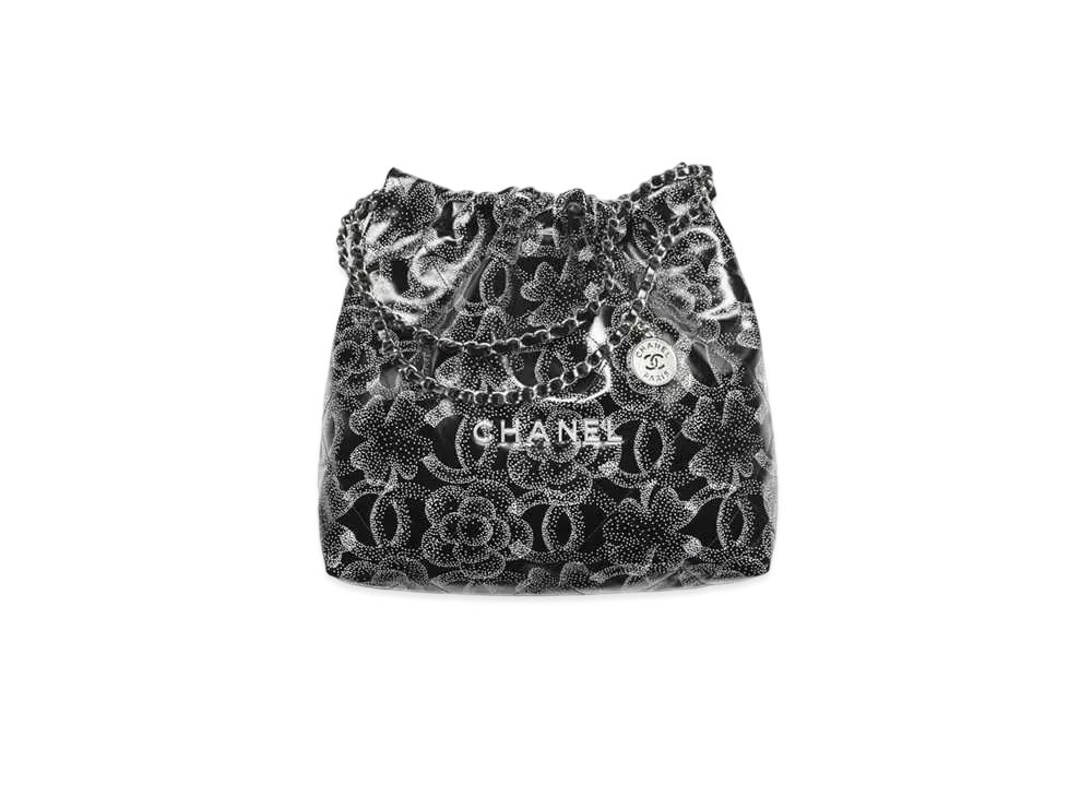 CHANEL 22 Handbag Printed Calfskin & Silver Tone Metal "Black/White"