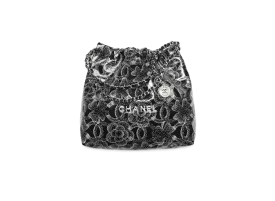 CHANEL 22 Handbag Printed Calfskin & Silver Tone Metal "Black/White"