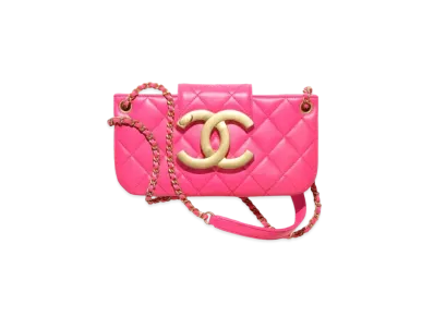 CHANEL Baguette Bag Lambskin & Gold Tone Metal "Fuchsia"