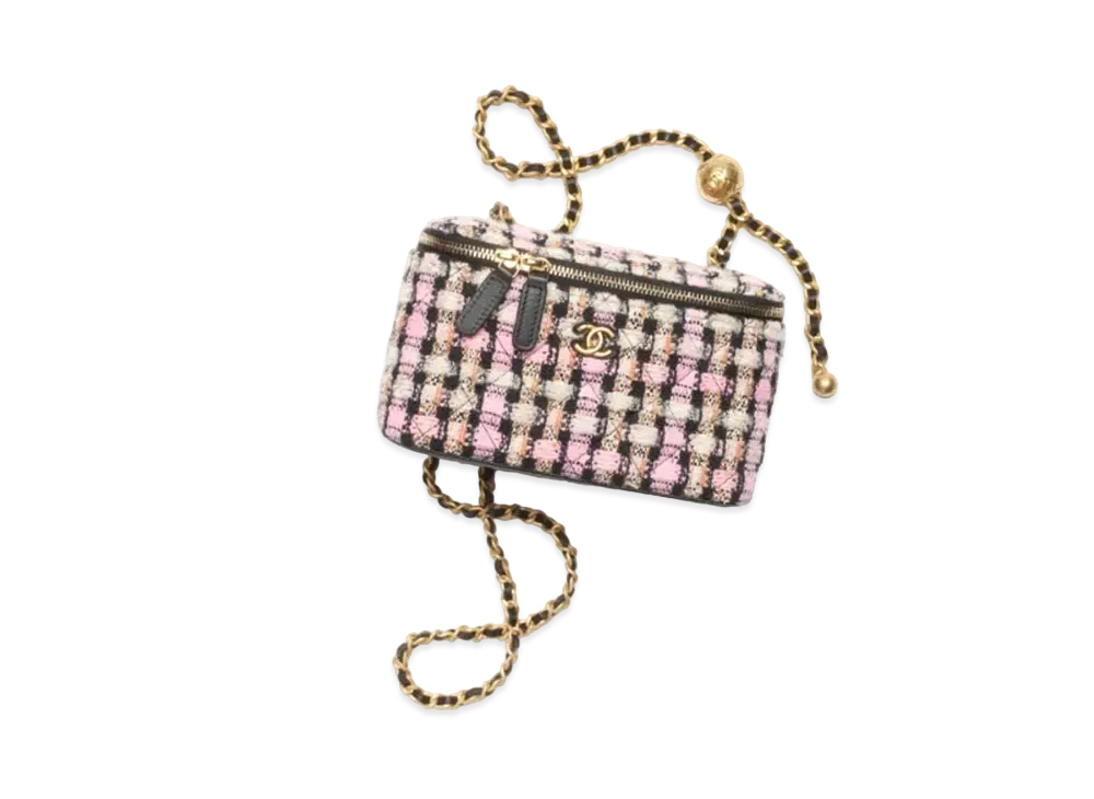 CHANEL Clutch With Chain Wool Tweed & Gold Tone Metal "Multicolor"