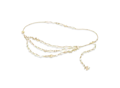 CHANEL Chain Belt Metal Resin Glass Pearls & Strass "Gold/White/Crystal"
