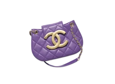 CHANEL Small Messenger Bag Lambskin & Gold Tone Metal "Purple"