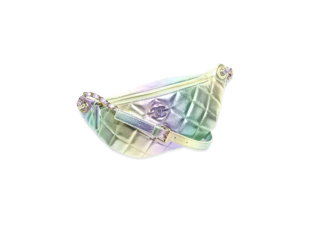 CHANEL Waist Bag Gradient Metallic Lambskin & Gold Tone Metal "Iridescent/Pink/Purple/Green"