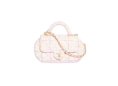 CHANEL Bag With Top Handle Tweed & Gold Tone Metal "Multicolor"