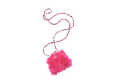 CHANEL Clutch With Chain Shearling Lambskin & Silver Tone Metal "Fuchsia"