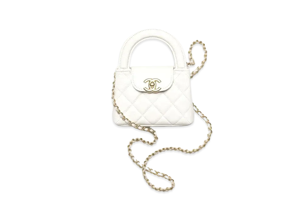 CHANEL Clutch With Chain Shiny Aged Calfskin Gold Tone Metal "White"