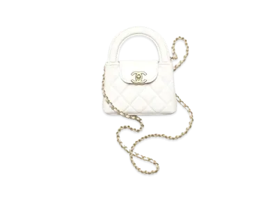 CHANEL Clutch With Chain Shiny Aged Calfskin Gold Tone Metal "White"