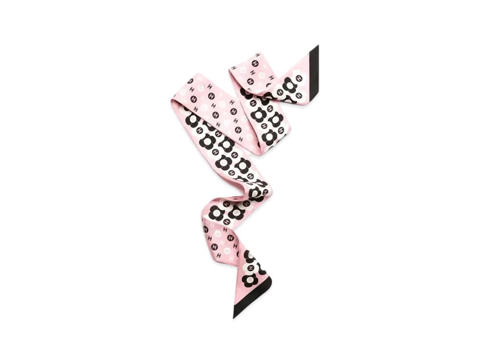 CHANEL Slim Bandeau Silk Twill "Pink/Black/White"