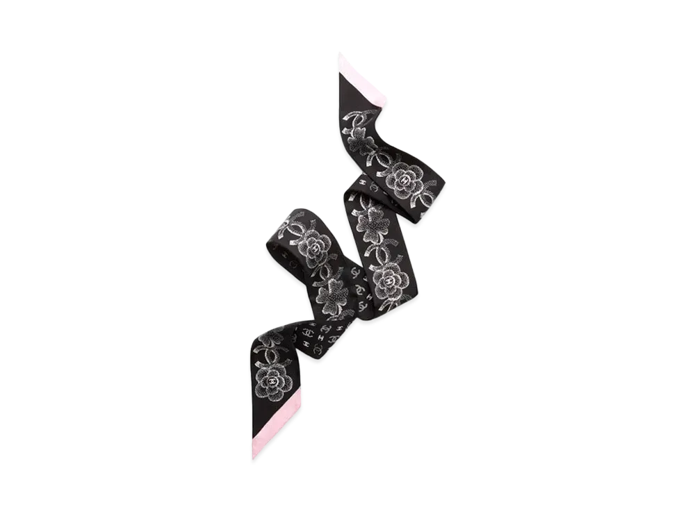 CHANEL Slim Bandeau Silk Twill "Black/Pink"
