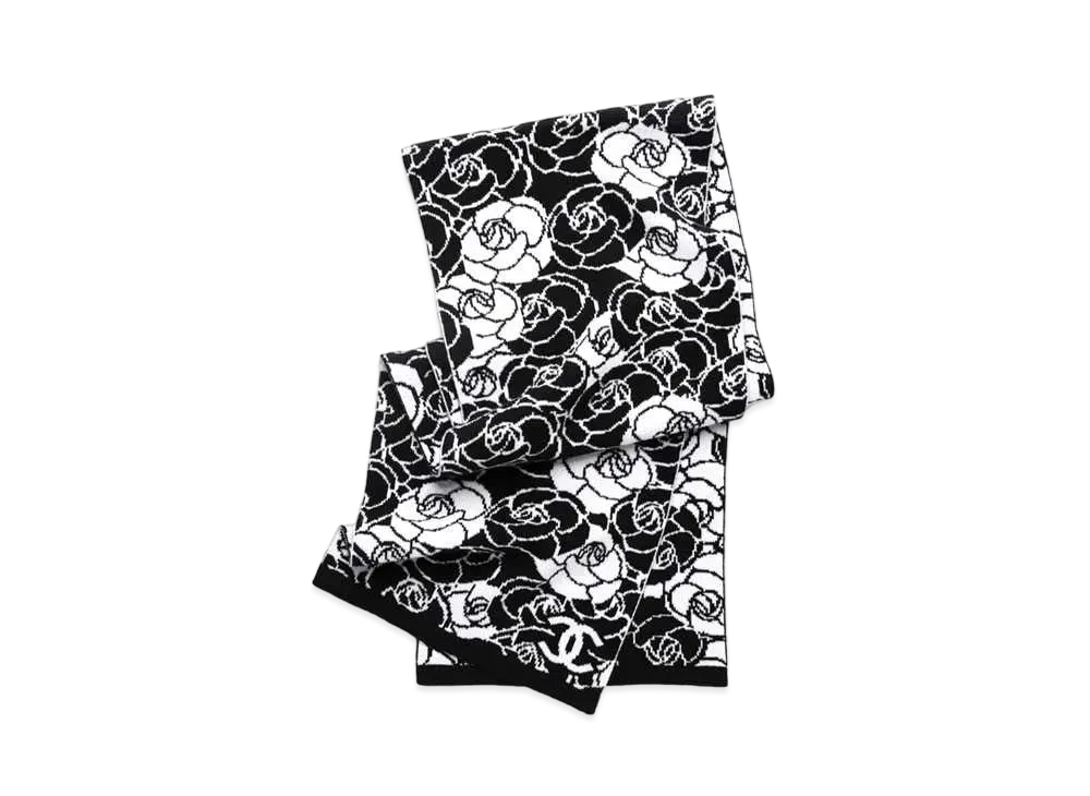 CHANEL Scarf Cashmere "Black/White"