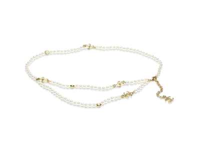 CHANEL Chain Belt Metal Glass Pearls Imitation Pearls & Strass "Dark Gold/White/Crystal"