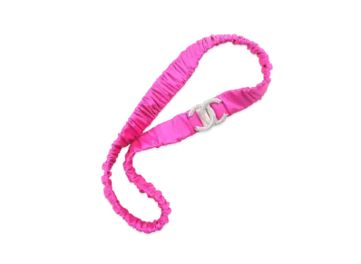 CHANEL Belt Mixed Fibers Sliver Tone Metal & Strass "Pink"